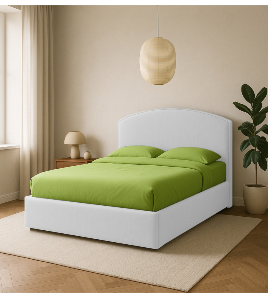 Letto matrimoniale contenitore "moon" in tessuto bianco 160x190 cm